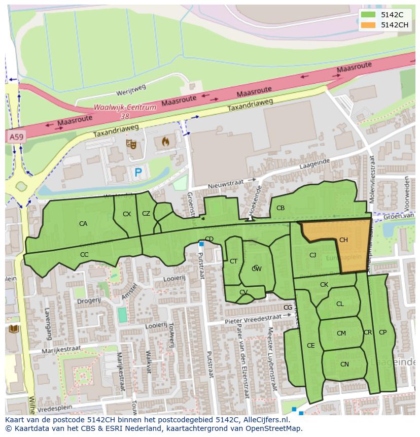 Afbeelding van het postcodegebied 5142 CH op de kaart.