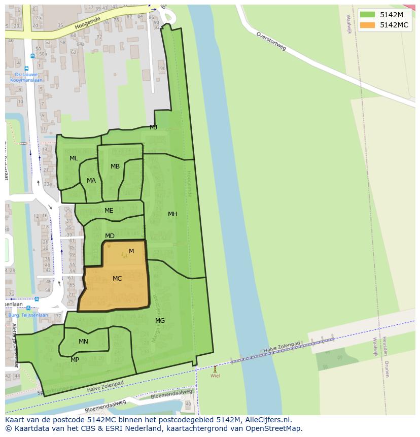 Afbeelding van het postcodegebied 5142 MC op de kaart.