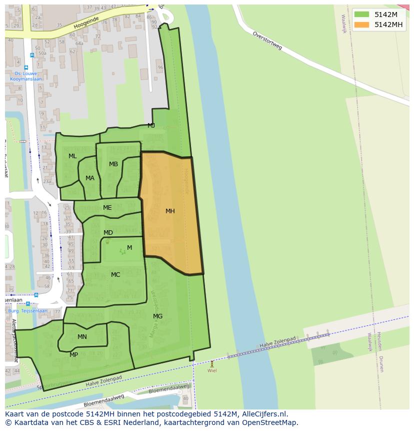 Afbeelding van het postcodegebied 5142 MH op de kaart.
