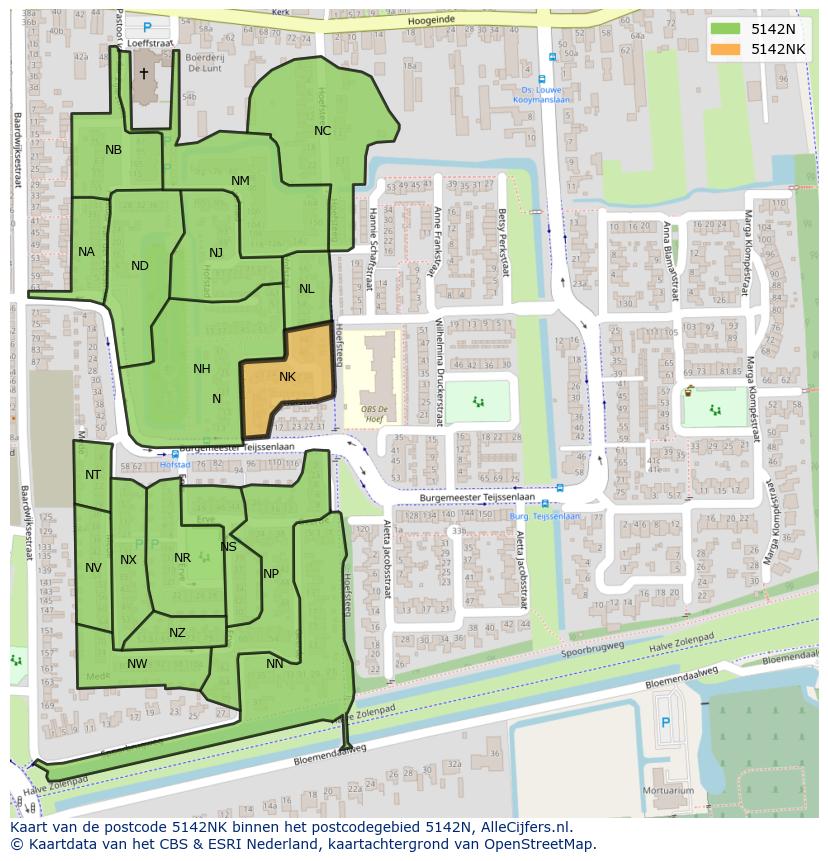 Afbeelding van het postcodegebied 5142 NK op de kaart.