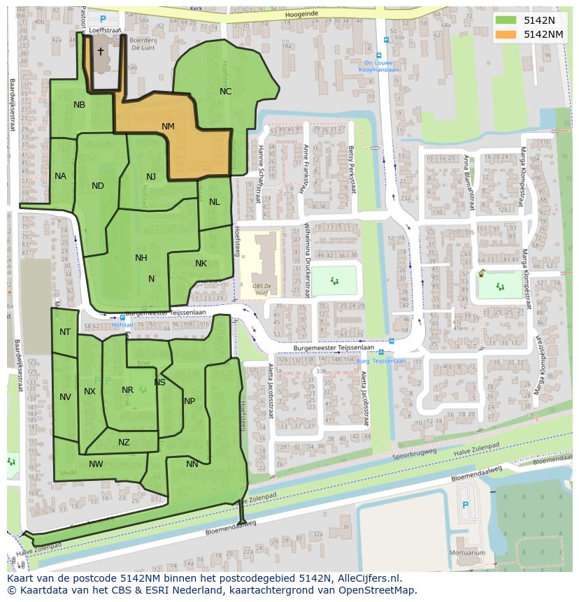 Afbeelding van het postcodegebied 5142 NM op de kaart.
