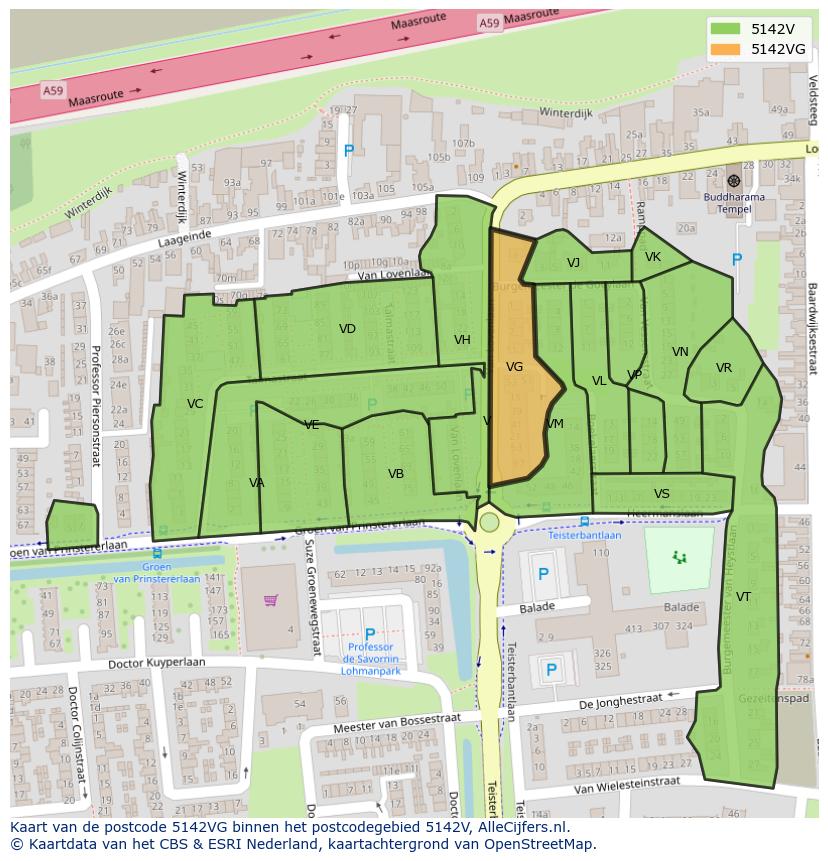 Afbeelding van het postcodegebied 5142 VG op de kaart.