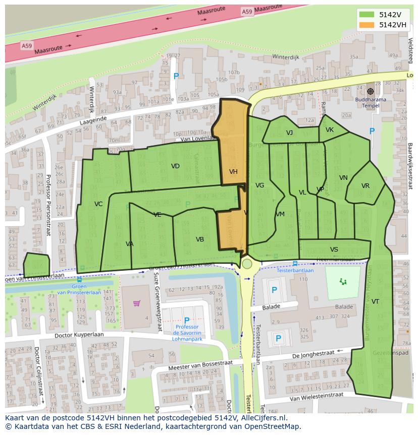 Afbeelding van het postcodegebied 5142 VH op de kaart.