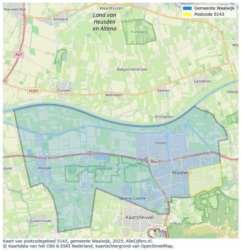 Afbeelding van het postcodegebied 5143 op de kaart.