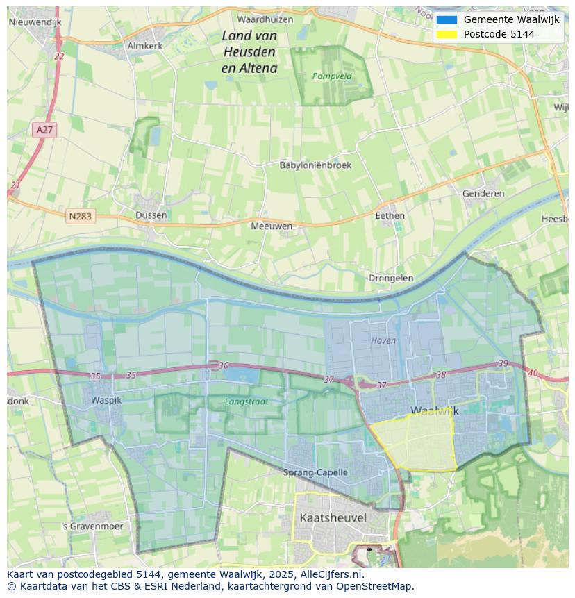 Afbeelding van het postcodegebied 5144 op de kaart.