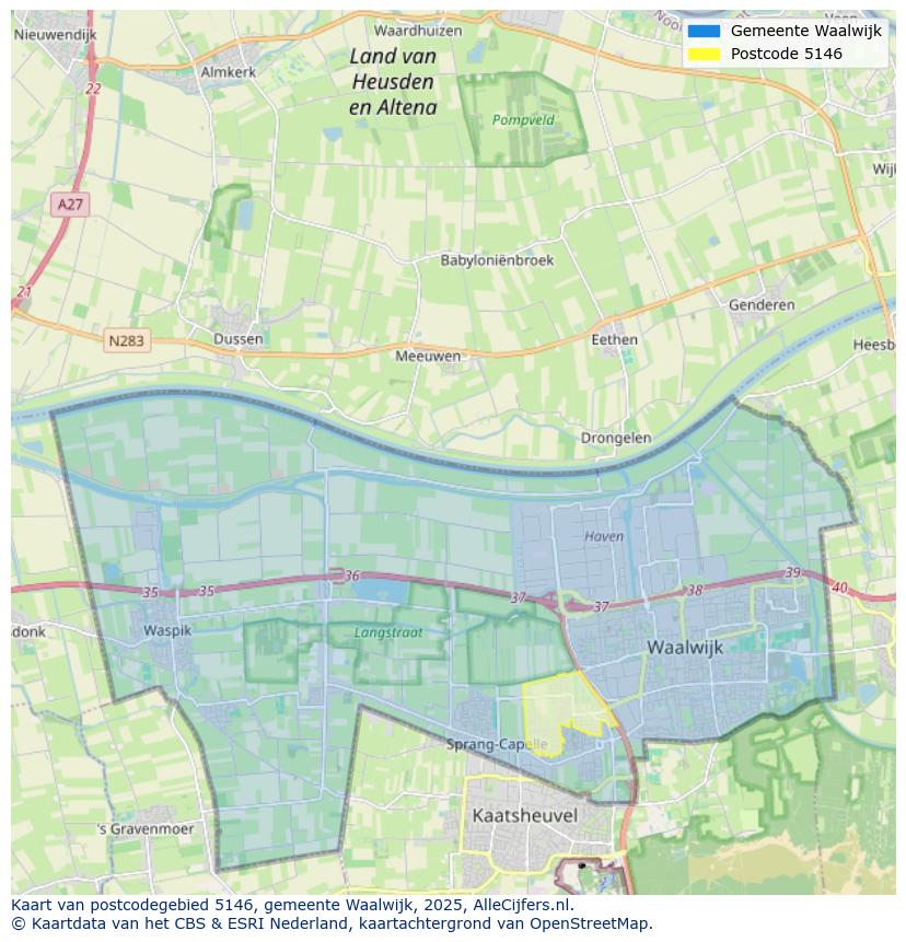 Afbeelding van het postcodegebied 5146 op de kaart.