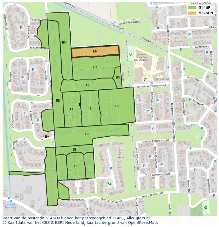 Afbeelding van het postcodegebied 5146 EN op de kaart.