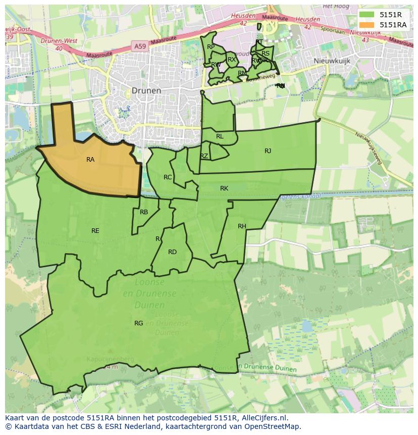Afbeelding van het postcodegebied 5151 RA op de kaart.