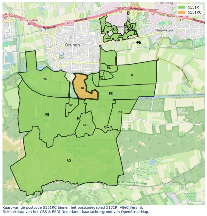 Afbeelding van het postcodegebied 5151 RC op de kaart.