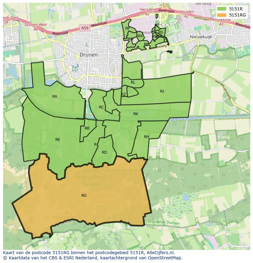 Afbeelding van het postcodegebied 5151 RG op de kaart.