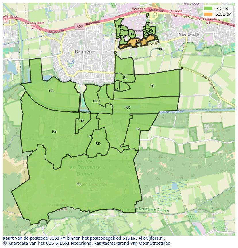 Afbeelding van het postcodegebied 5151 RM op de kaart.