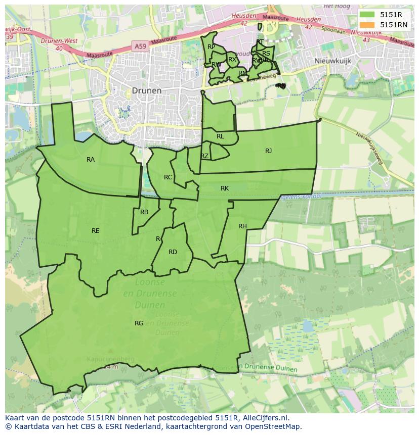 Afbeelding van het postcodegebied 5151 RN op de kaart.