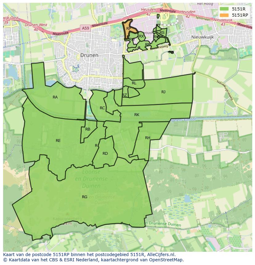 Afbeelding van het postcodegebied 5151 RP op de kaart.