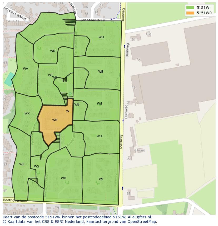 Afbeelding van het postcodegebied 5151 WR op de kaart.