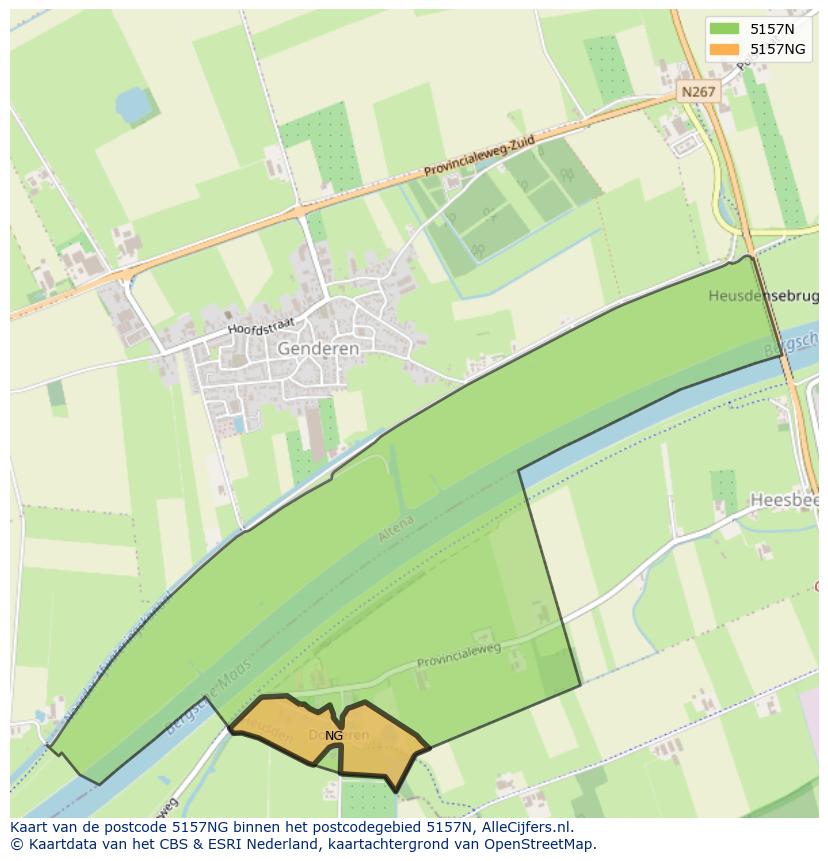 Afbeelding van het postcodegebied 5157 NG op de kaart.