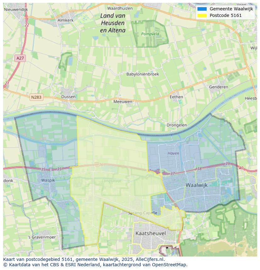 Afbeelding van het postcodegebied 5161 op de kaart.