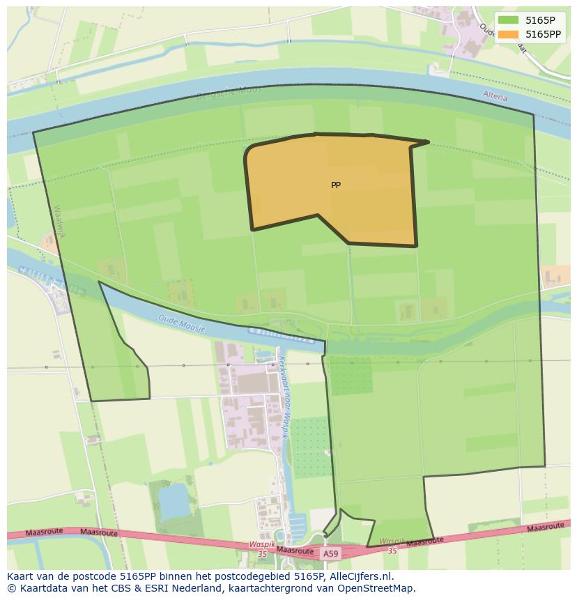 Afbeelding van het postcodegebied 5165 PP op de kaart.