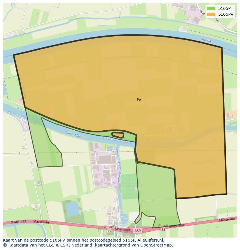 Afbeelding van het postcodegebied 5165 PV op de kaart.