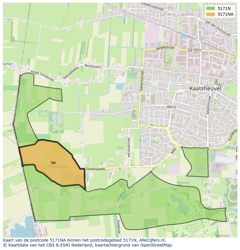 Afbeelding van het postcodegebied 5171 NA op de kaart.