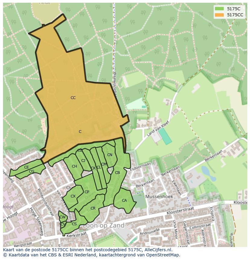 Afbeelding van het postcodegebied 5175 CC op de kaart.