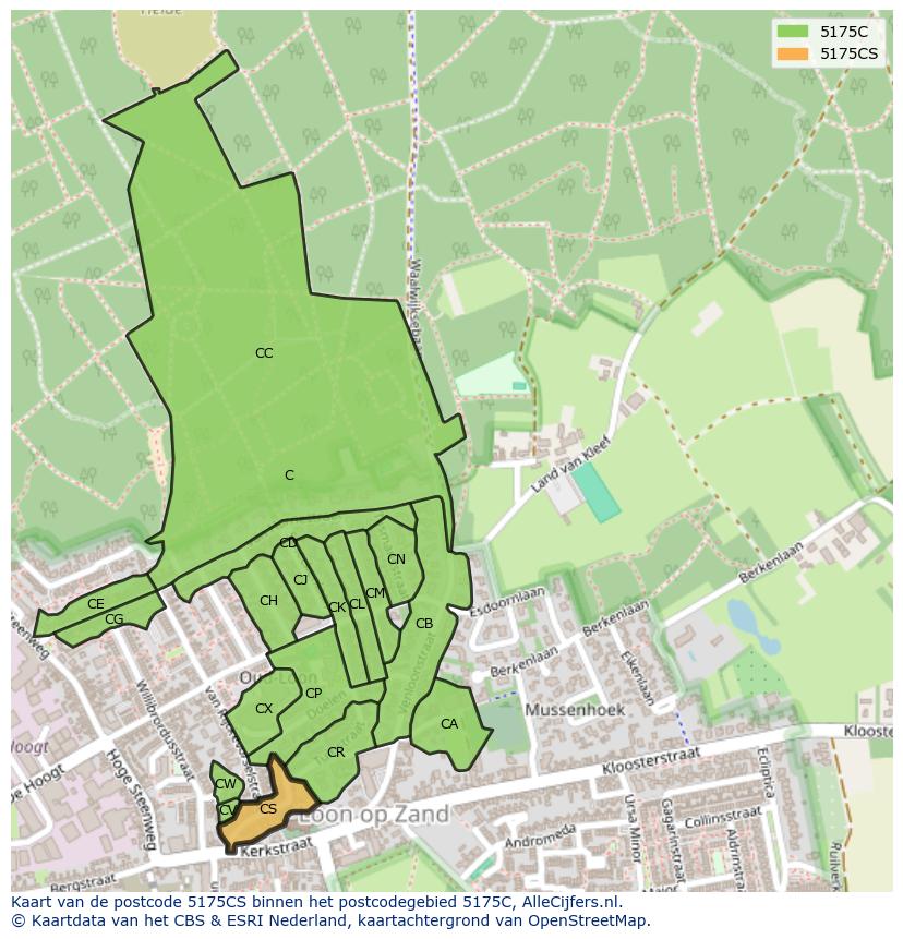 Afbeelding van het postcodegebied 5175 CS op de kaart.