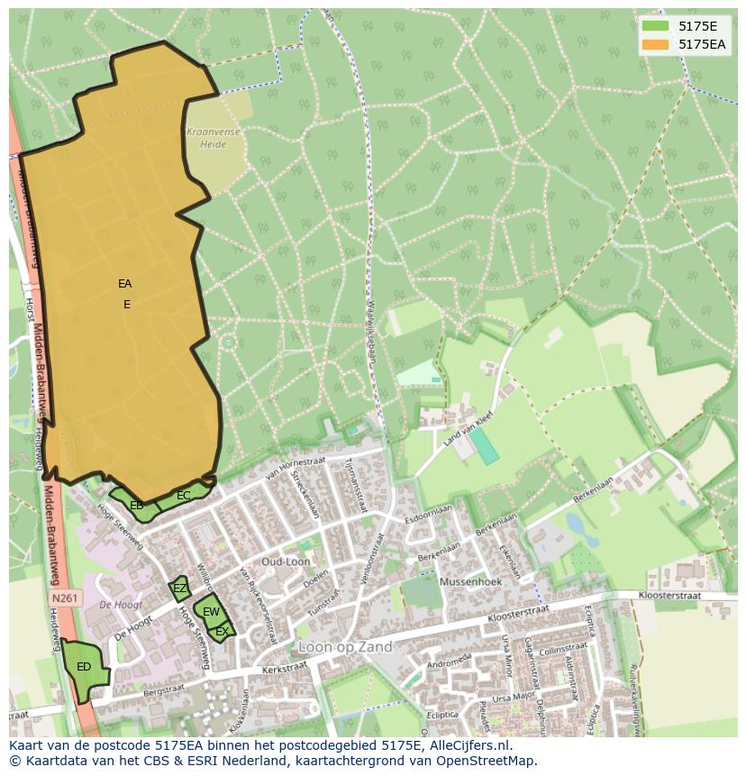 Afbeelding van het postcodegebied 5175 EA op de kaart.