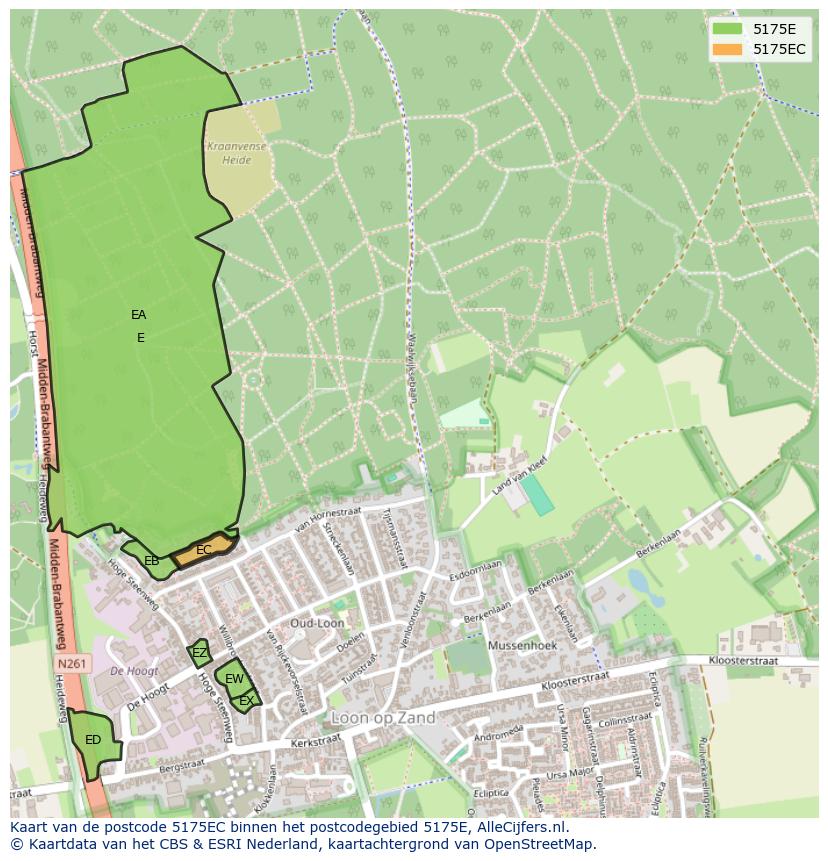 Afbeelding van het postcodegebied 5175 EC op de kaart.