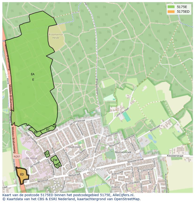 Afbeelding van het postcodegebied 5175 ED op de kaart.