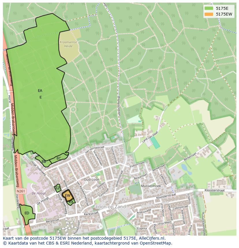 Afbeelding van het postcodegebied 5175 EW op de kaart.