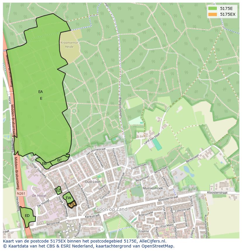 Afbeelding van het postcodegebied 5175 EX op de kaart.