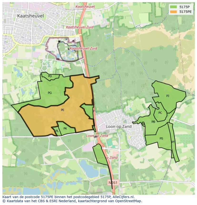 Afbeelding van het postcodegebied 5175 PE op de kaart.