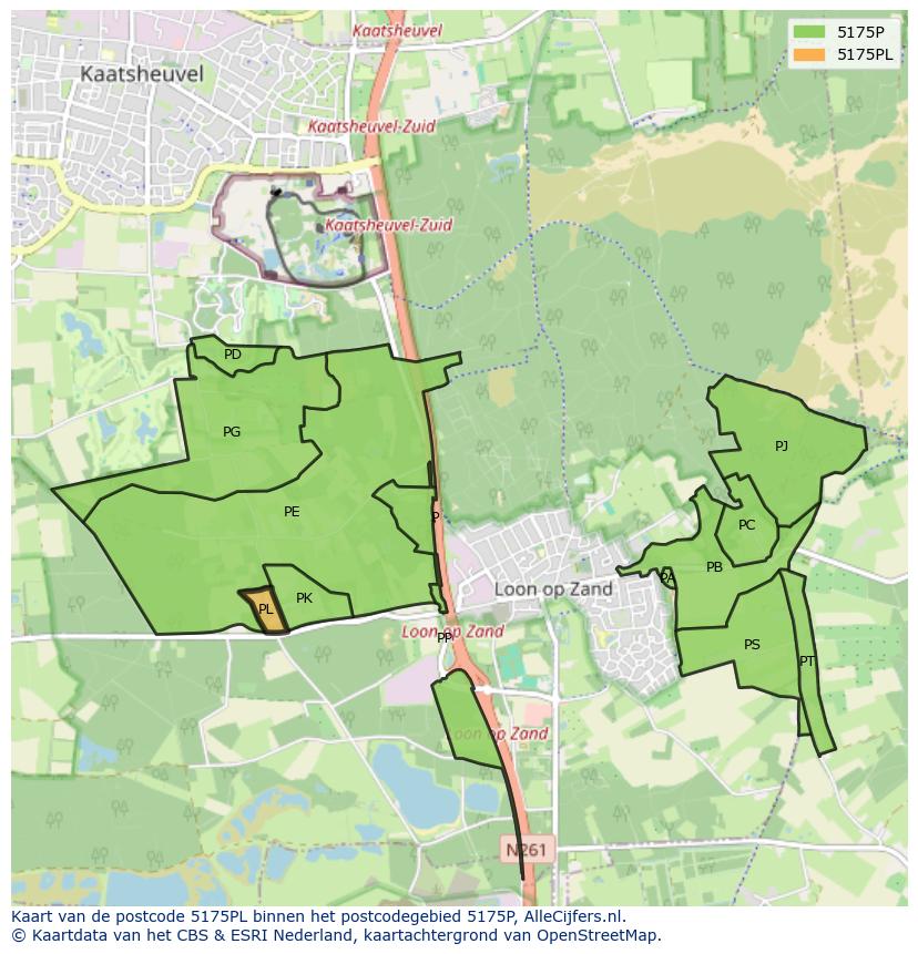 Afbeelding van het postcodegebied 5175 PL op de kaart.