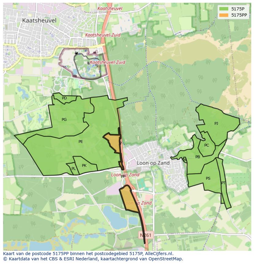 Afbeelding van het postcodegebied 5175 PP op de kaart.