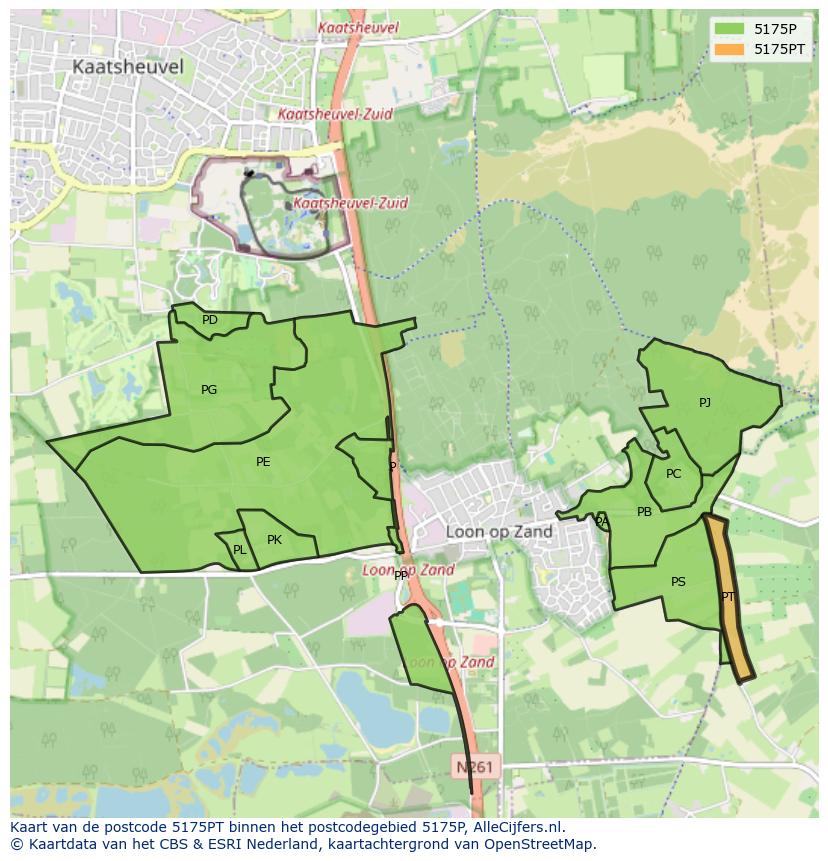 Afbeelding van het postcodegebied 5175 PT op de kaart.