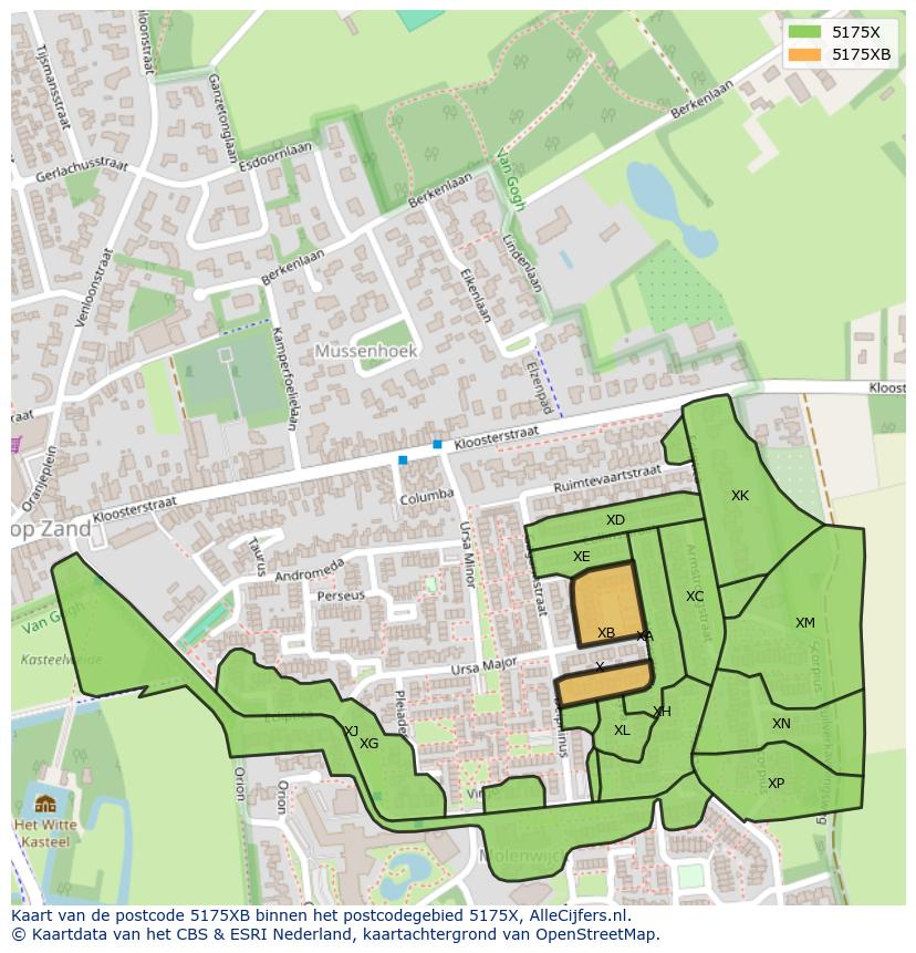 Afbeelding van het postcodegebied 5175 XB op de kaart.