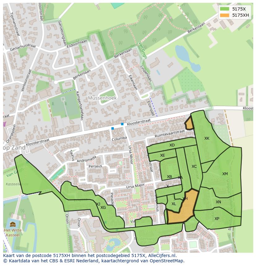 Afbeelding van het postcodegebied 5175 XH op de kaart.