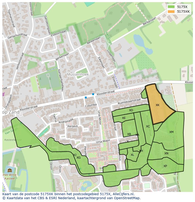 Afbeelding van het postcodegebied 5175 XK op de kaart.