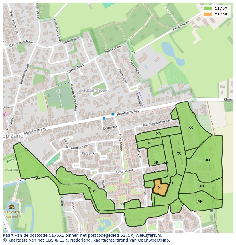 Afbeelding van het postcodegebied 5175 XL op de kaart.
