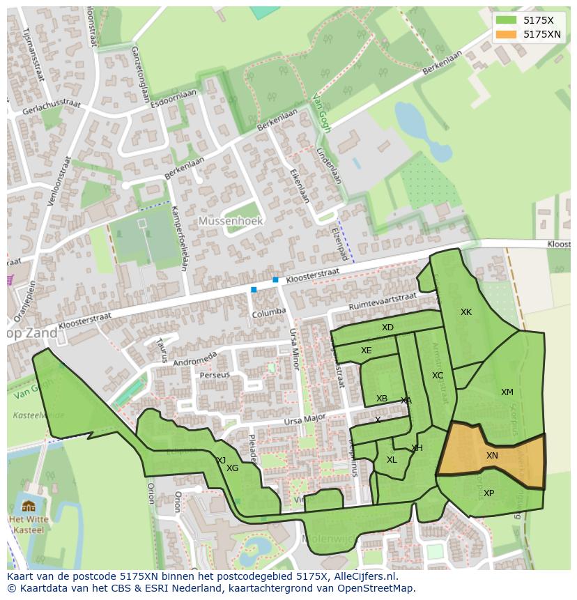 Afbeelding van het postcodegebied 5175 XN op de kaart.