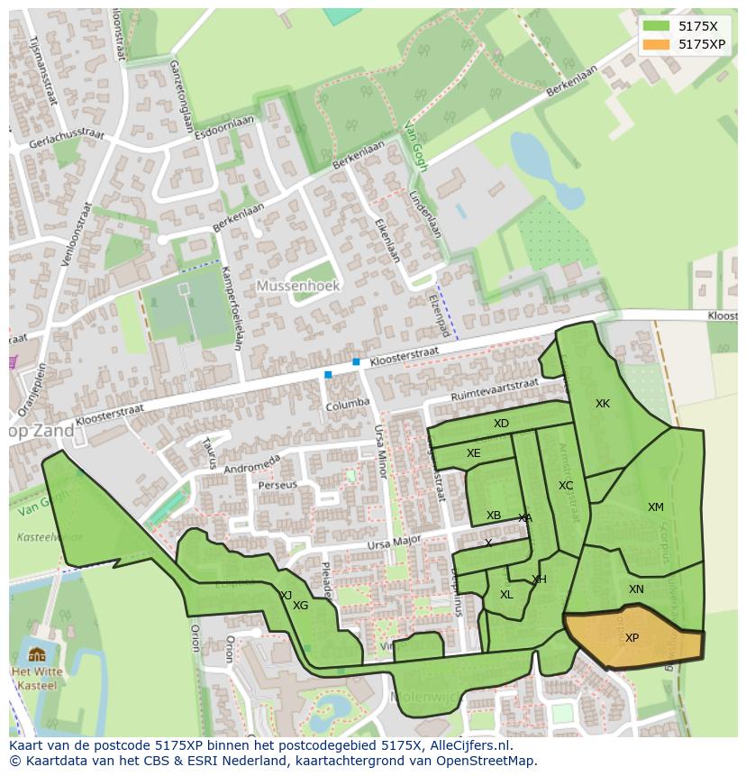 Afbeelding van het postcodegebied 5175 XP op de kaart.
