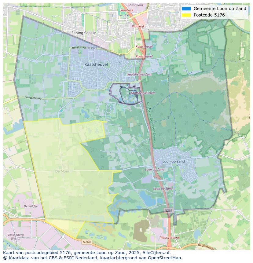 Afbeelding van het postcodegebied 5176 op de kaart.