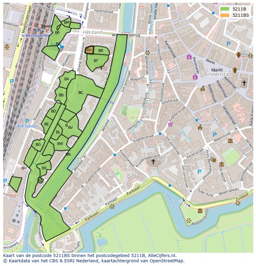 Afbeelding van het postcodegebied 5211 BS op de kaart.