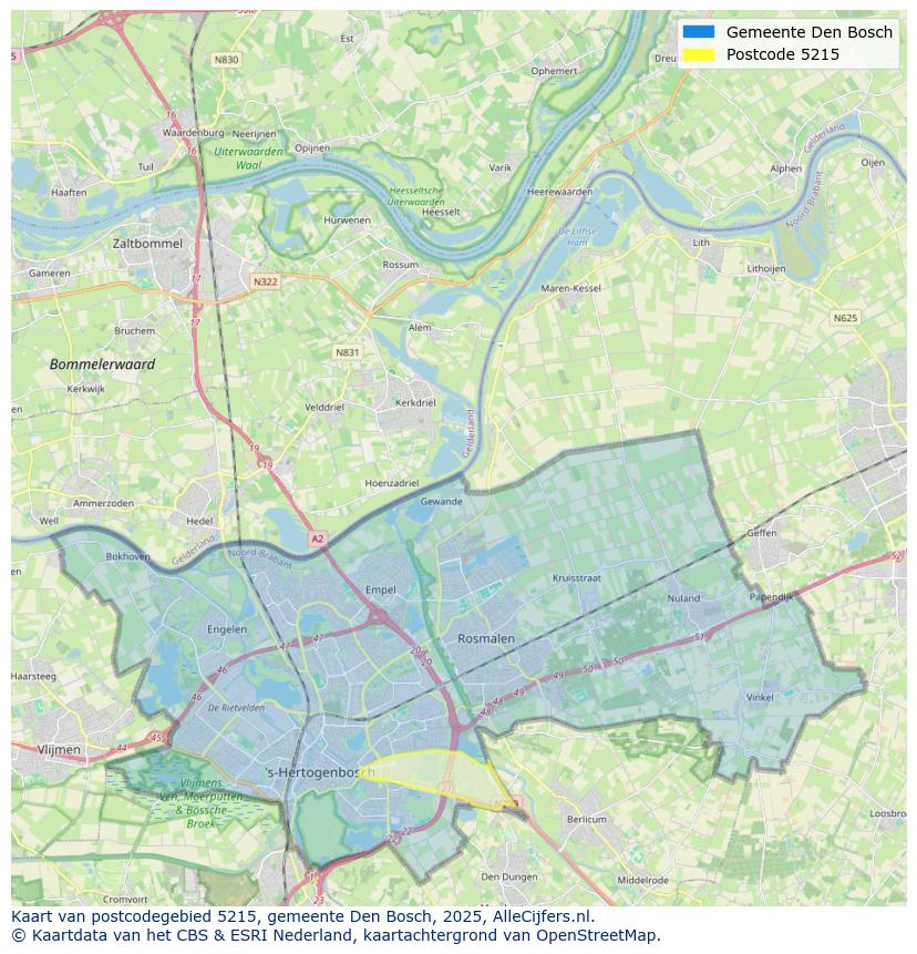 Afbeelding van het postcodegebied 5215 op de kaart.