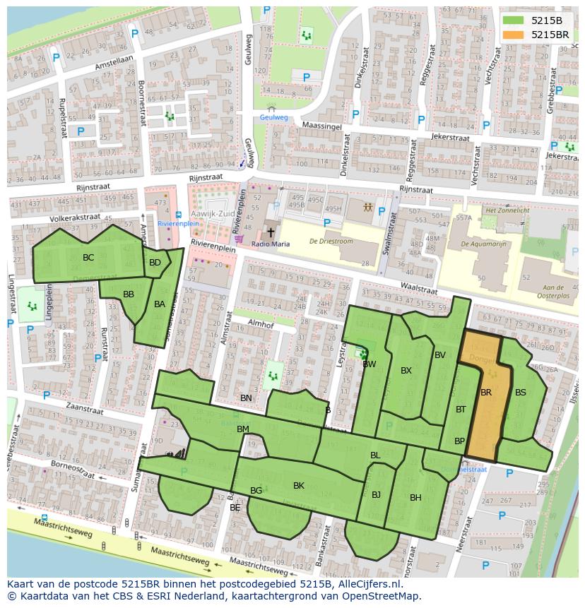 Afbeelding van het postcodegebied 5215 BR op de kaart.
