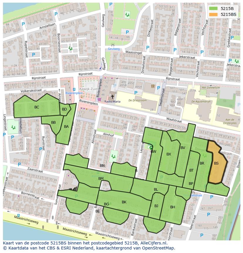Afbeelding van het postcodegebied 5215 BS op de kaart.