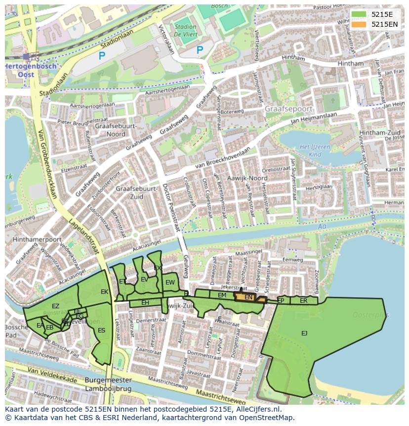 Afbeelding van het postcodegebied 5215 EN op de kaart.