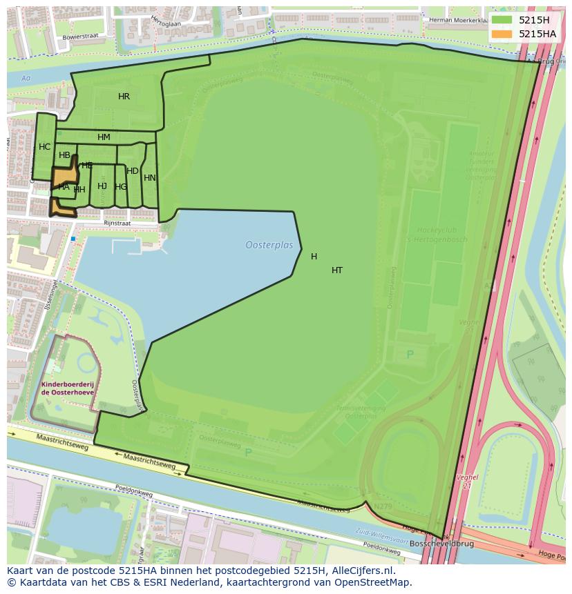 Afbeelding van het postcodegebied 5215 HA op de kaart.