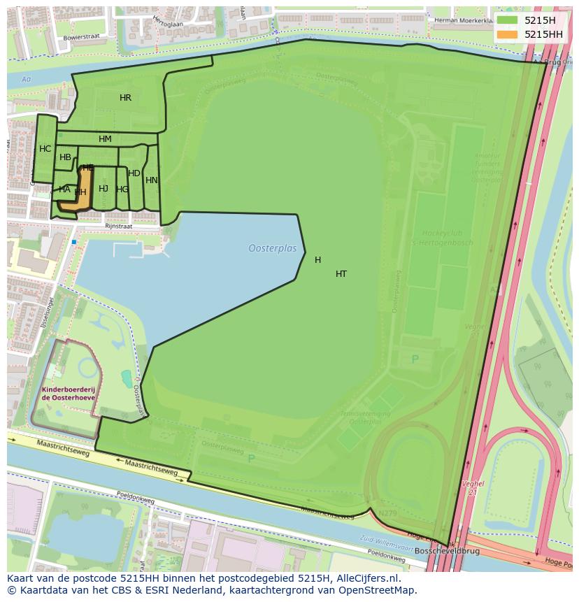 Afbeelding van het postcodegebied 5215 HH op de kaart.