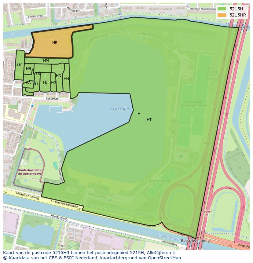 Afbeelding van het postcodegebied 5215 HR op de kaart.