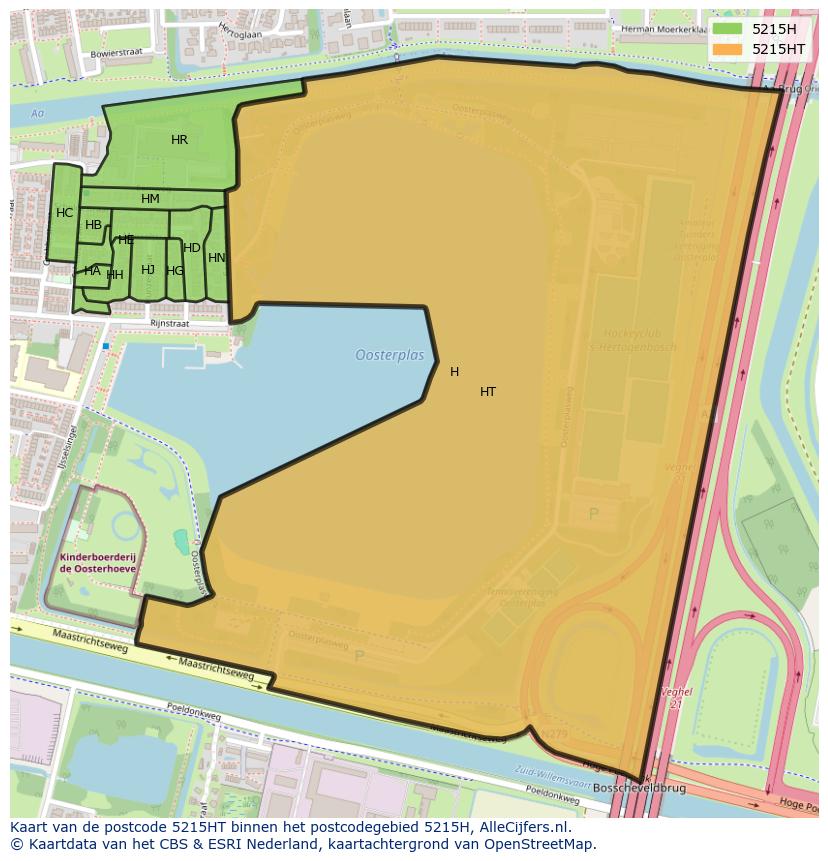 Afbeelding van het postcodegebied 5215 HT op de kaart.